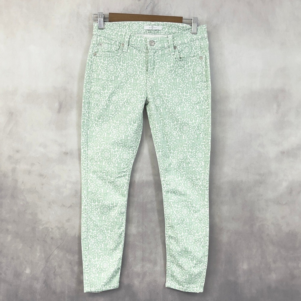 7 For All Mankind Low Rise Skinny Jeans Size 28 Floral Stretch Boho Indie Spring